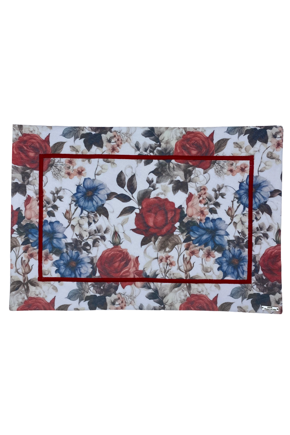 Jogo Americano Floral Azul e Vermelho