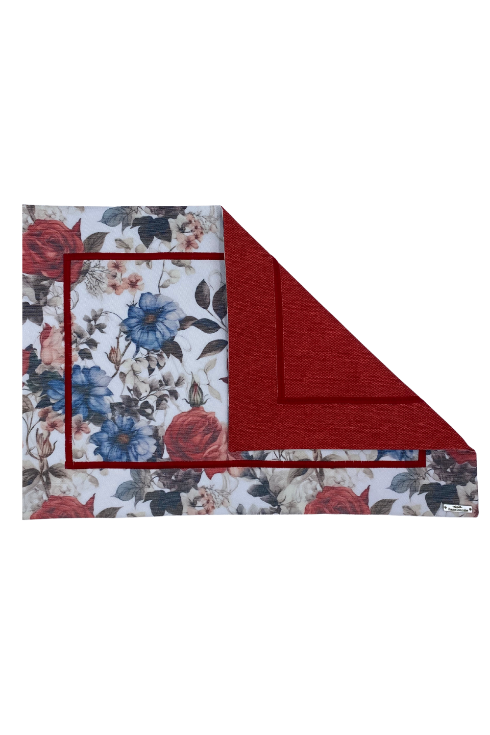 Jogo Americano Floral Azul e Vermelho